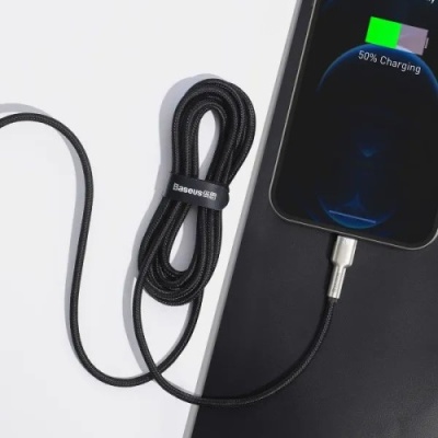 кабель baseus cafule metal usb - lightning 2.4a/2m (caljk-b01) (black) 