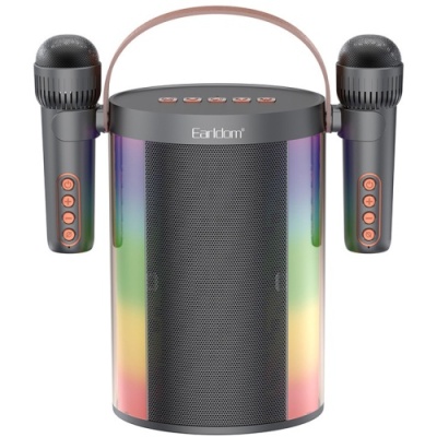 портативна колонка-караоке earldom et-a32 bt5.1 /2 karaoke microphones/rgb lights black 