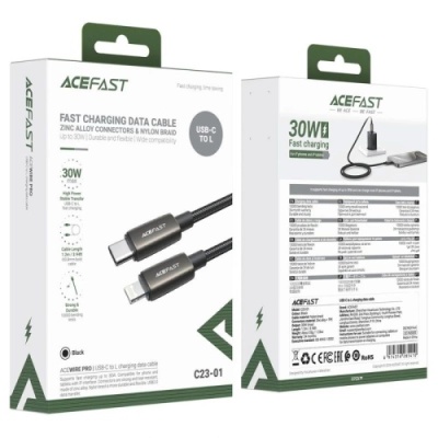 кабель acefast c23-01 type-c - lightning (1.2м) (чорний) 