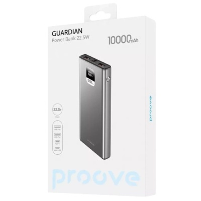 додаткова батарея power bank proove guardian pd20w+qc22.5w 10000mah (metal gray) 