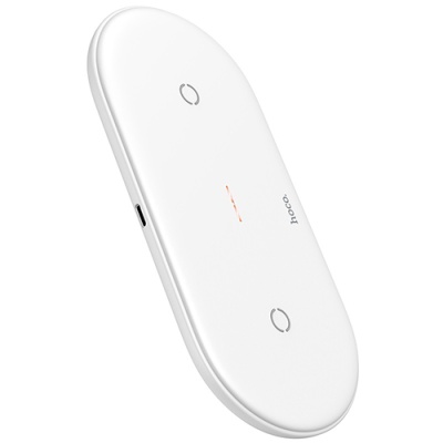 безпровідний зарядний пристрій hoco cw23 dual power 2phone/10w (білий) 