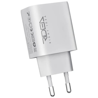 мережевий зарядний пристрій ridea rw-18121 rapid 1usb qc 18w+type-c (бiлий) 