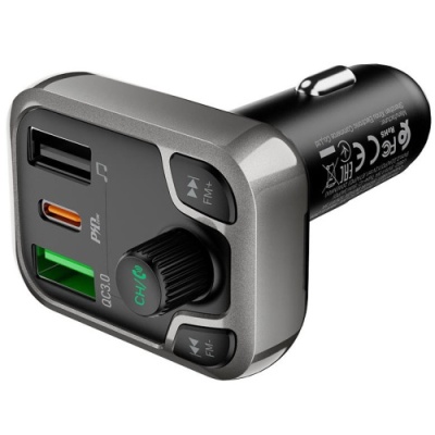 FM Модулятор Borofone BC38 Flash Energy PD20W+QC3.0 2USB (Чорний)