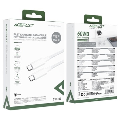 кабель acefast c18-03 type-c - type-c (1.2м) (білий) 