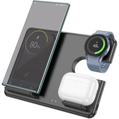 безпровідний зарядний пристрій hoco cq2 3in1 (чорний) 