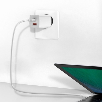мережевий зарядний пристрій baseus gan2 lite (ccgan2l-b02) 1usb/45w/qc4.0 + 1type-c/65w/pd (white) 