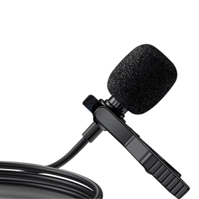 мікрофон петличний дротовий earldom et-e40 lightning + aux connector/2m (чорний) 