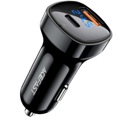 Автомобільний Зарядний Пристрій Acefast B4 PD + QC 3.0 (1 Type-C/1 USB/3A/66W) (чорний)
