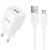 мережевий зарядний пристрій hoco c145a 1usb/18w/qc3.0 + (usb - microusb) (білий) 