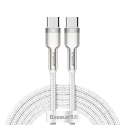 кабель baseus cafule metal (pd) type-c - type-c 100w 5a/2m (catjk-d02) (white) 