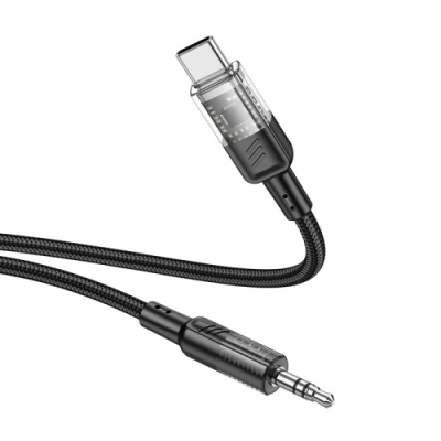 кабель aux hoco upa27 3.5mm(male) - type-c(male) 1.2m (чорний) 