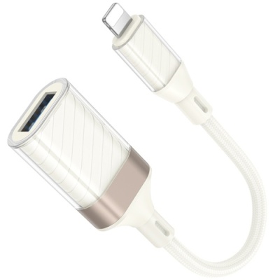 перехідник otg hoco ua39 lightning - usb (білий apricot) 