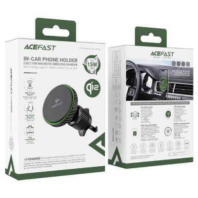 Автотримач Acefast D33 Qi2 з БЗП (Чорний)