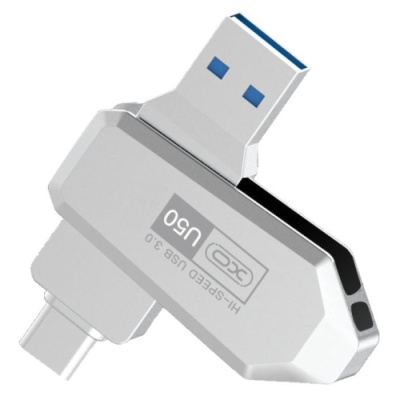 usb флеш-накопичувач xo u50 usb3.0 + type-c 64gb (сталевий) 