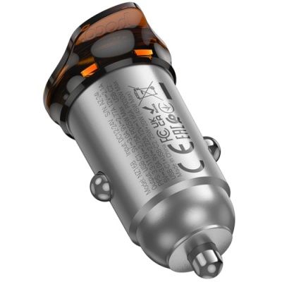 Автомобільний Зарядний Пристрій Hoco NZ16B PD45W (2Type-C) (сірий)