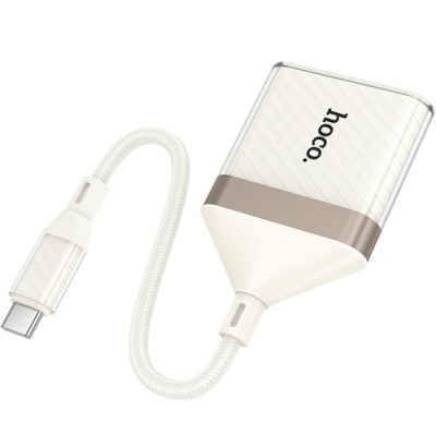 перехідник hoco ua40a 2in1 type-c - sd/tf card reader (білий apricot) 