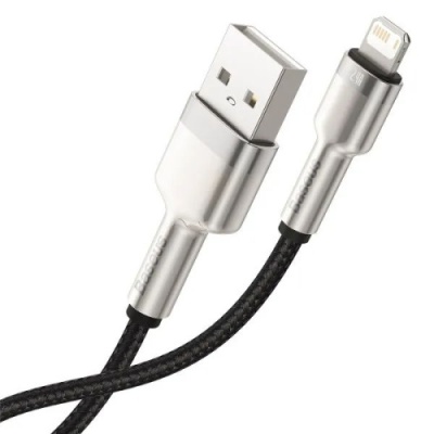 кабель baseus cafule metal usb - lightning 2.4a/2m (caljk-b01) (black) 