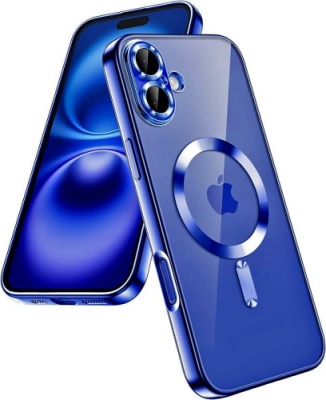 Купить чохол tpu metallic full camera with magsafe для apple iphone 16 (blue) онлайн