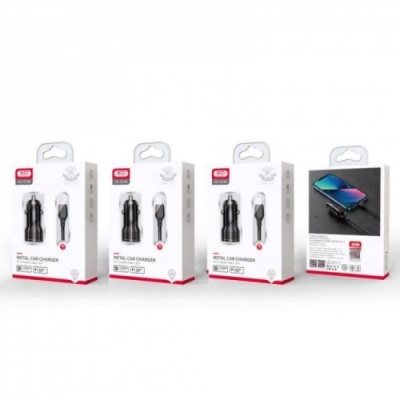 Автомобільний Зарядний Пристрій XO CC48 2USB/2.4A + (USB - Lightning) (Чорний)
