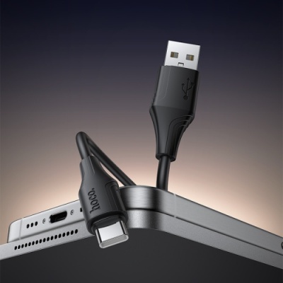 кабель hoco x124 silicone usb - type-c 3.0a/1m (чорний) 