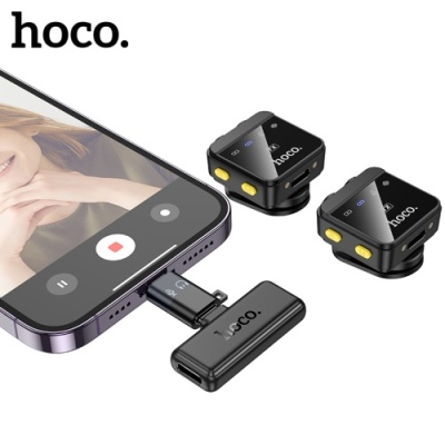 мікрофон петличний бездротовий hoco l17 lightning type-c (чорний) 