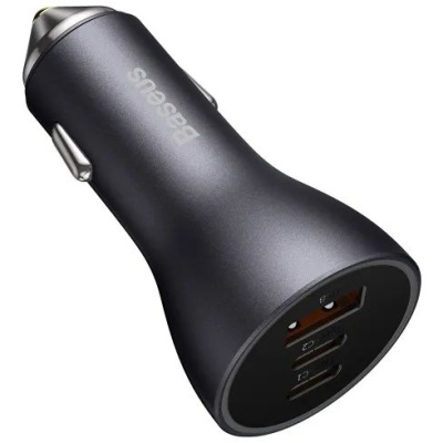 Автомобільний Зарядний Пристрій Baseus Golden Contactor Pro 65W (CGJP010013) USB + 2xType-C (dark gray)