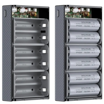 корпус multi-powerbank q6, під елементи 21700 до 6 шт, 100w, чорний 