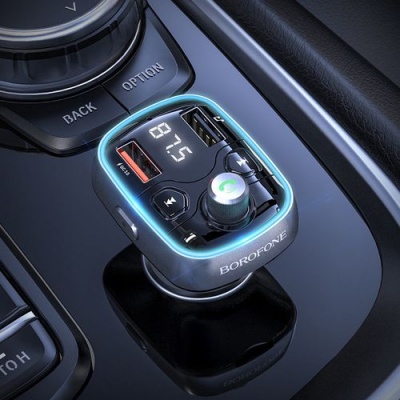 FM Модулятор Borofone BC32 Bluetooth Sunlight QC3.0 2USB/3A Black