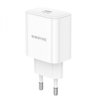 мережевий зарядний пристрій borofone ba81a power 1type-c/20w/pd (білий) 