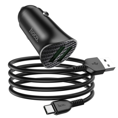 Автомобільний Зарядний Пристрій Hoco Z39 Farsighted 2USB/18W/QC3.0 + (USB - Type-C) (Чорний)