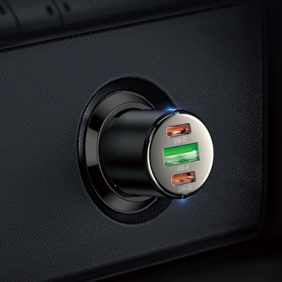 Автомобільний Зарядний Пристрій Hoco NZ6 45W 1USB/18W/QC3.0 + 2Type-C/25W/PD (Чорний)