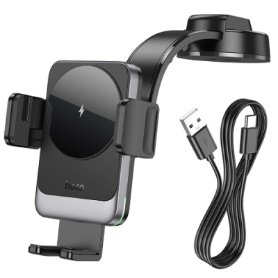 Автотримач Hoco HW14 з безпровідним зарядним пристроєм (Сірий)