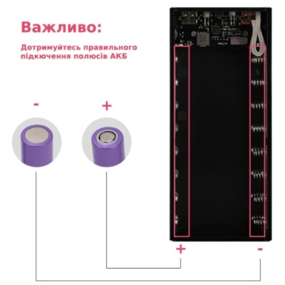 корпус multi-powerbank l16, під елементи 18650 до 16 шт, 22.5+15w, з бездротовою зарядкою та ліхтарем, чорний 