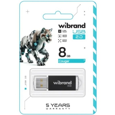 usb флеш-накопичувач wibrand 8gb cougar (чорний) 