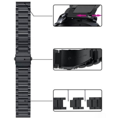 ремінець універсальний stainless steel для samsung/amazfit/xiaomi (20mm) (black) 