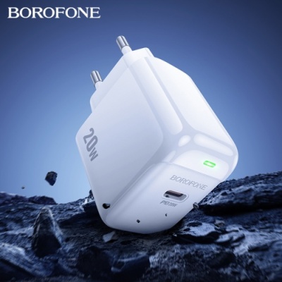 мережевий зарядний пристрій borofone bas43a 1type-c/20w/pd (білий) 