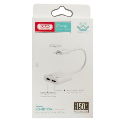 перехідник xo nbr172a lightning male - dual lightning (female) with control (білий) 