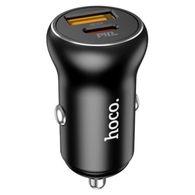 Автомобільний Зарядний Пристрій Hoco NZ5 Smooth road 1USB/30W/QC3.0 + 1Type-C/30W/PD (Чорний)