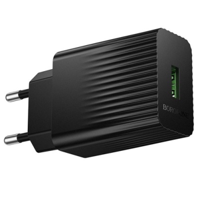 мережевий зарядний пристрій borofone bas72a 1usb/18w/qc3.0 (чорний) 