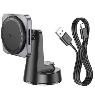 Автотримач Hoco HW16 з безпровідним зарядним пристроєм (Чорно-сірий)