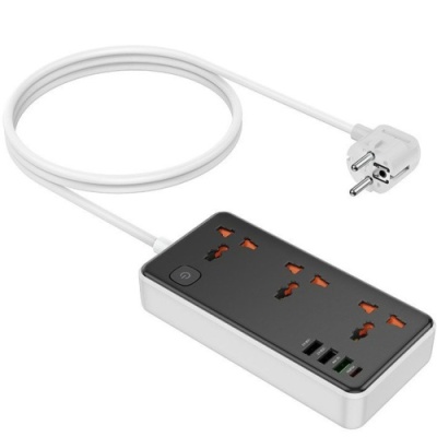 мережевий подовжувач hoco ac8a pd30w/qc18w/1c3a 1.5m (чорний) 