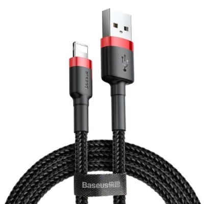 кабель baseus cafule usb - lightning 2.4a/0.5m (calklf-a19) (black-red) 