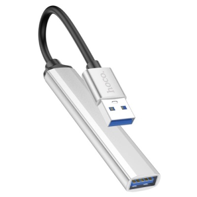 usb hub hoco hb26 4-in-1 adapter (usb to usb3.0+usb2.0*3) (сріблястий) 