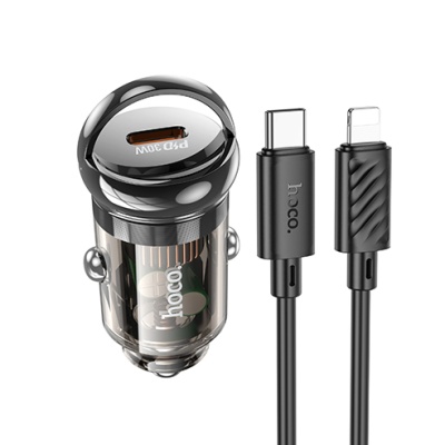 Автомобільний Зарядний Пристрій Hoco Z53 1Type-C/30W/PD + (Type-C - Lightning) (Чорний)