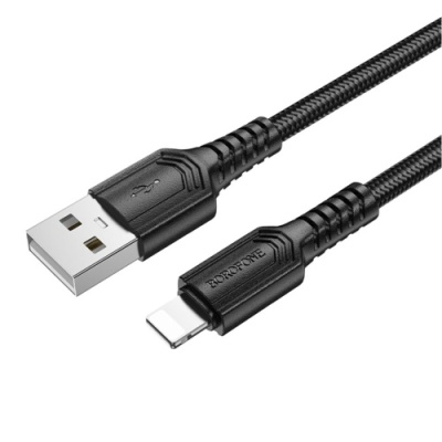 кабель borofone bx116 usb - lightning 2.4a/1м (чорний) 