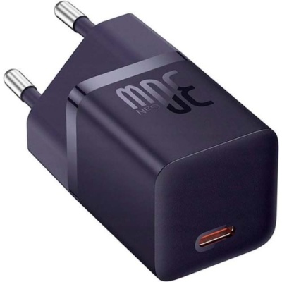 мережевий зарядний пристрій baseus gan5 (ccgn070705) 1type-c/30w/pd (фіолетовий) 