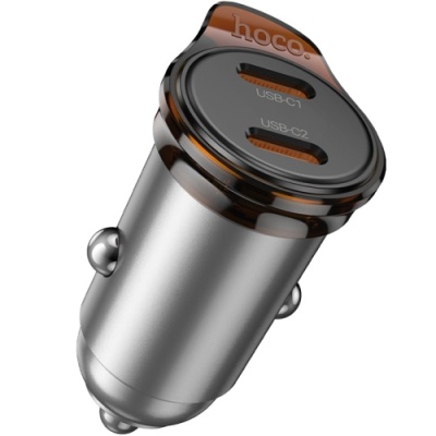 Автомобільний Зарядний Пристрій Hoco NZ16B PD45W (2Type-C) (сірий)