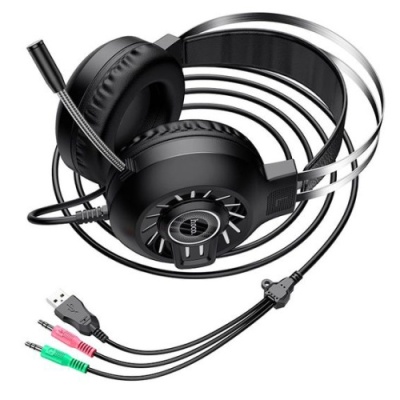 навушники для комп'ютера hoco esd04 з led підсвіткою (чорний) 