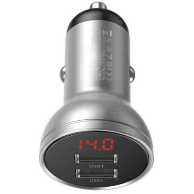 Автомобільний Зарядний Пристрій Baseus Digital (CCBX-0S) 2USB/24W (Silver)