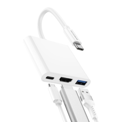 перехідник borofone dh4 type-c converter(type-c to usb3.0+hdmi+pd) (бiлий) 
